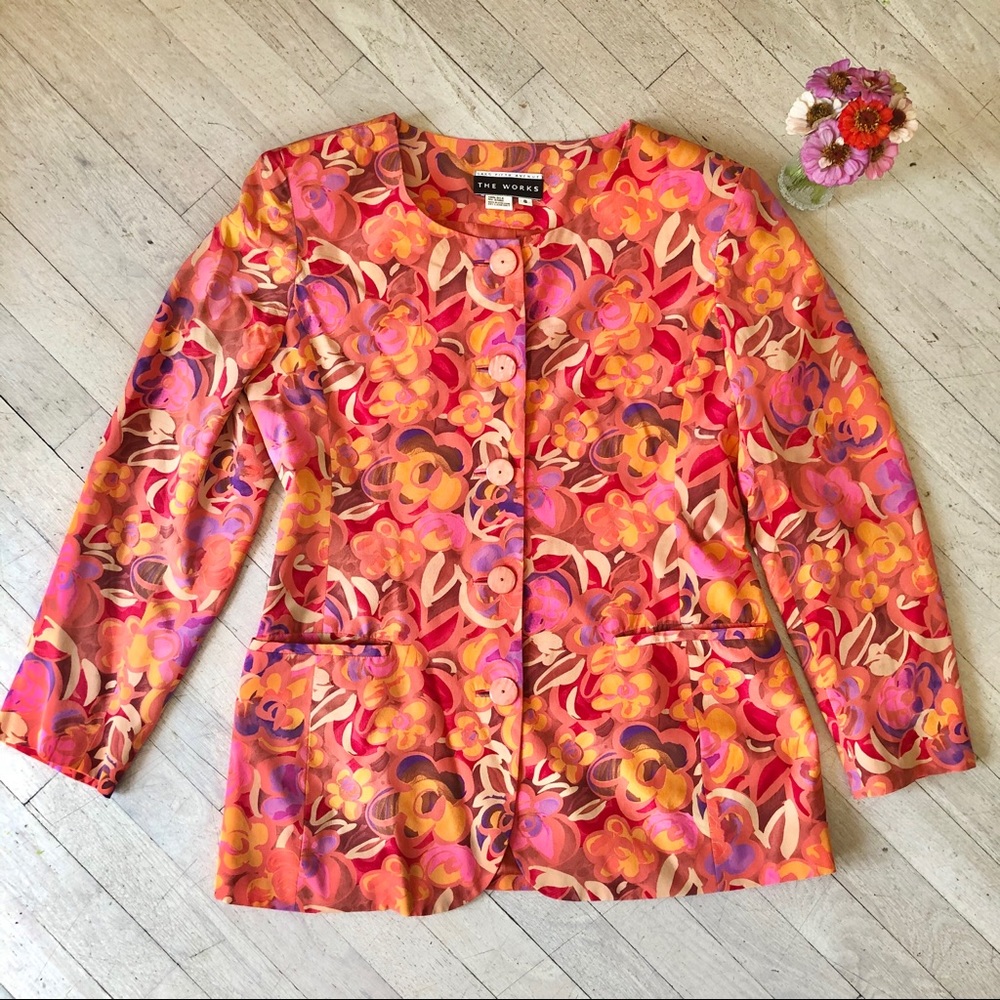 Like new Vintage SAKS 5th Ave floral silk jacket